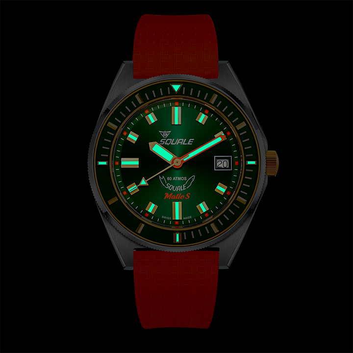 Squale Matic S Green Two-Tone Mosaik-Kautschukband MATICGGRGR.MROR – Ansicht 5