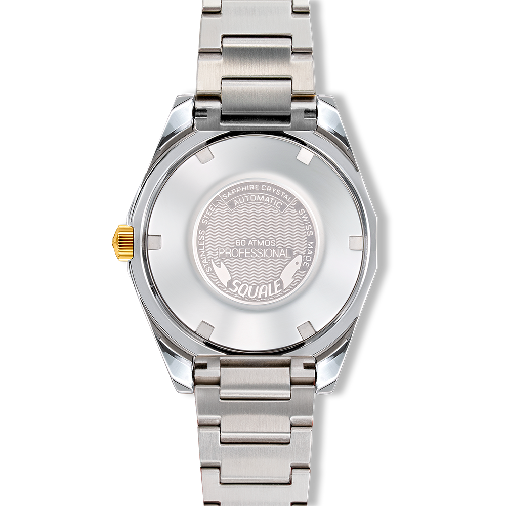 Squale Matic S Green Two-Tone Edelstahlband MATICGGRGR.SSBI – Gehäuseboden