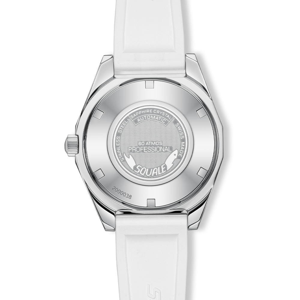 Squale Matic S White Mosaik-Kautschukband MATICLBWT.MRWT – Gehäuseboden