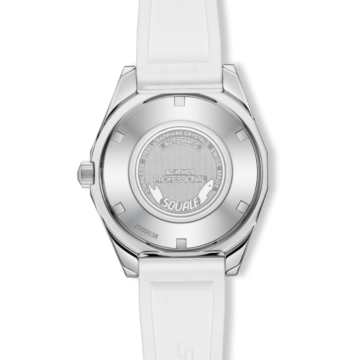 Squale Matic S White Mosaik-Kautschukband MATICLBWT.MRWT – Gehäuseboden