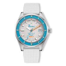 Squale Matic S White Mosaik-Kautschukband MATICLBWT.MRWT – Taucheruhr Edelstahl 39,5 mm, Zifferblatt Weiß, Mosaik-Kautschukband