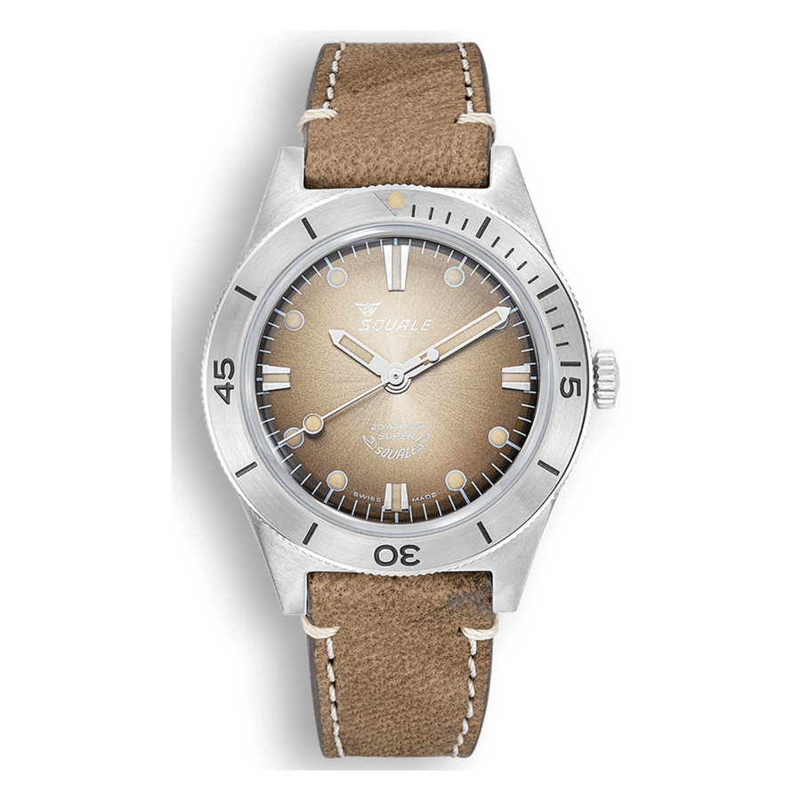 Squale Super Squale Sunray Brown Lederband SUPERSSBW.PBW – Taucheruhr Edelstahl 38 mm, Zifferblatt Braun, Lederband