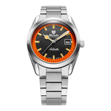 Nivada Grenchen Super Antarctic Black & Orange 32056A – Herrenuhr 38 mm, Zifferblatt Schwarz