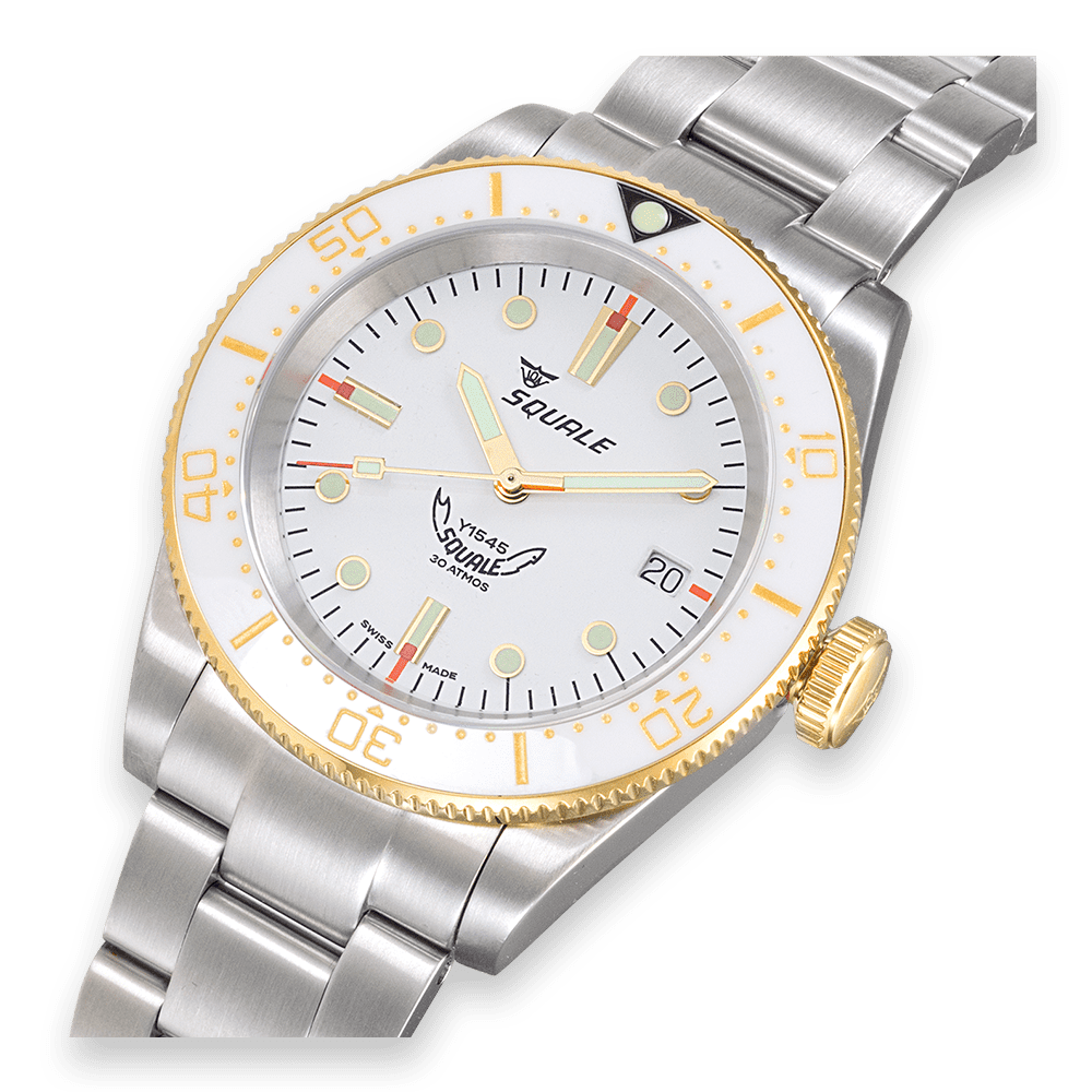 Squale 1545 White 40mm Edelstahlband 1545WTWT.AC - Zifferblatt im Detail