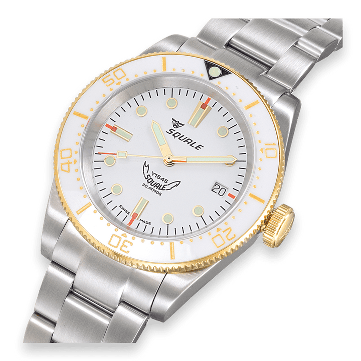 Squale 1545 White 40mm Edelstahlband 1545WTWT.AC - Zifferblatt im Detail