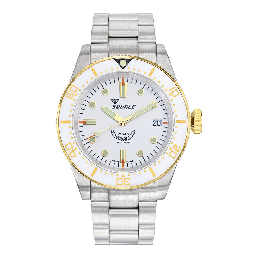 Squale 1545 White 40mm Edelstahlband 1545WTWT.AC - Zifferblatt Weiß, Armband Stahl