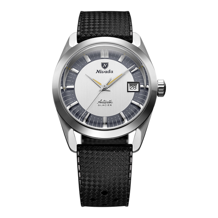 Nivada Grenchen Antarctic Glacier 35mm Tuxedo 35020M – Uhr 35 mm, Zifferblatt Silber