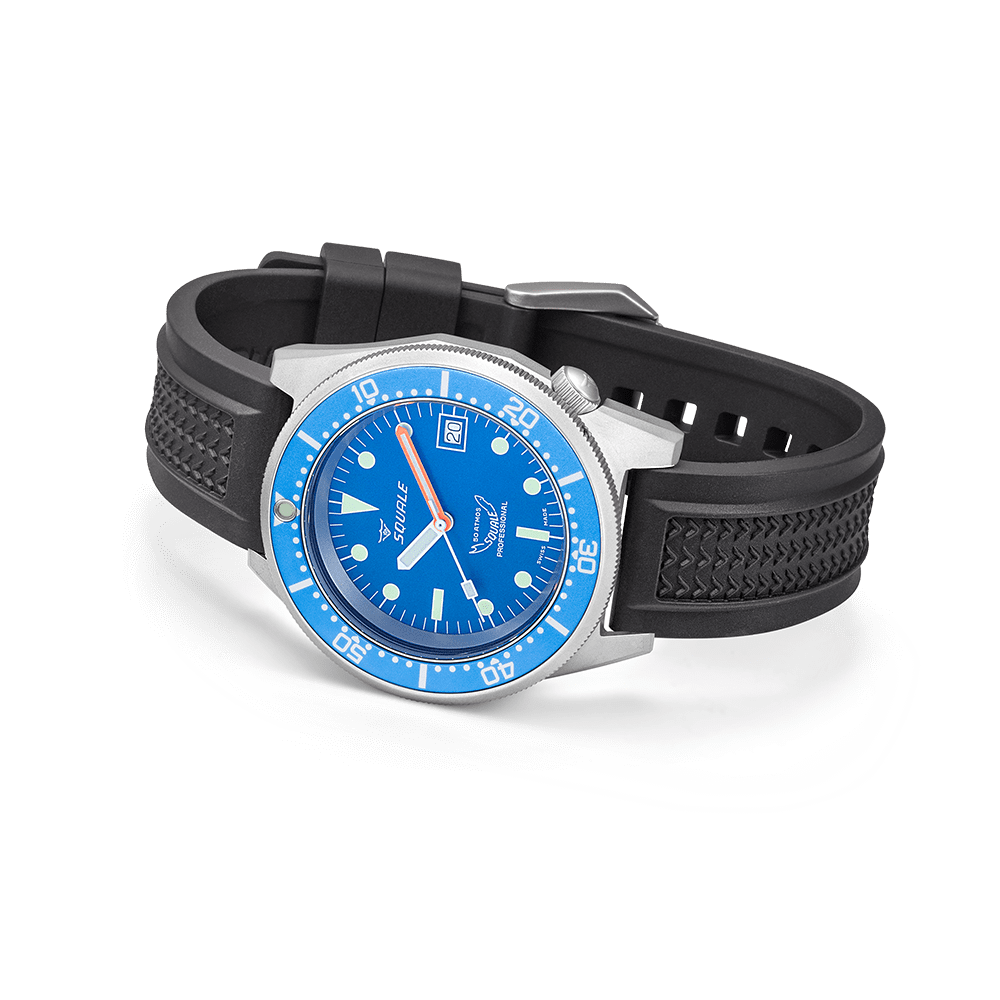 Squale 1521 Blue Blasted Kautschukband 1521BLUEBL.VO – Seitenansicht