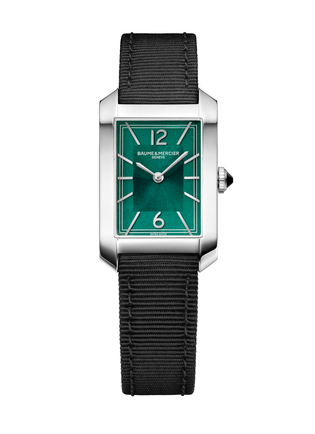 Baume & Mercier Hampton Quarz 35 x 22mm M0A10630 - Zifferblatt Grün, Armband Segeltuch