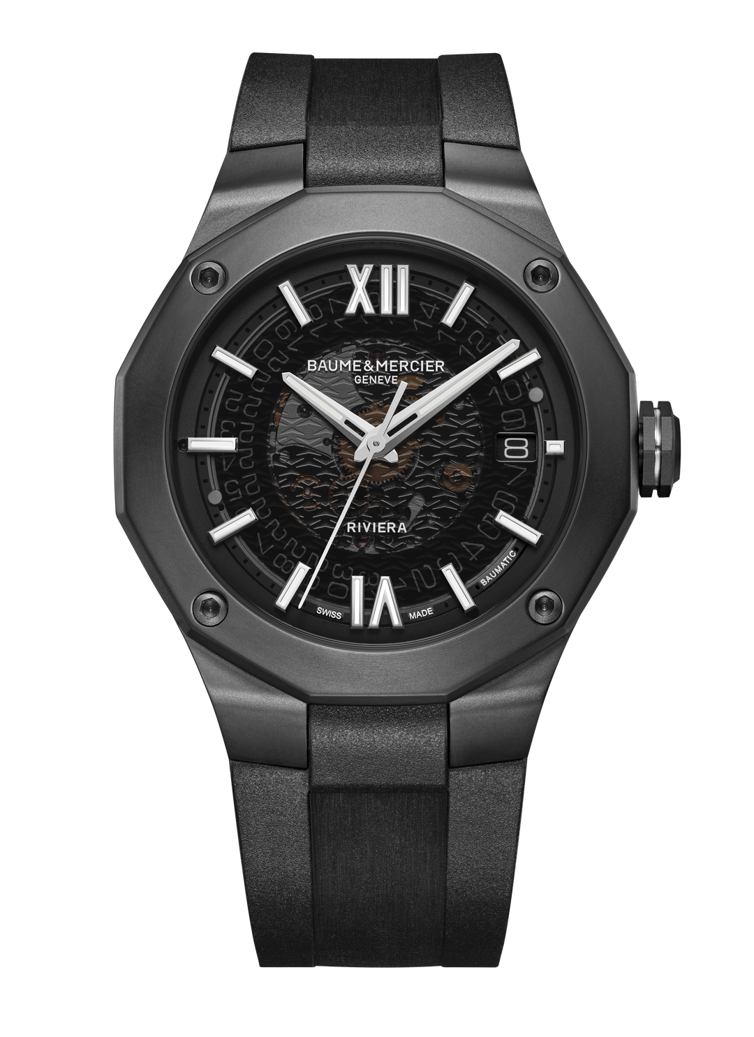 Baume & Mercier Riviera Baumatic 42mm M0A10617 - Zifferblatt Grau, Armband Kautschuk