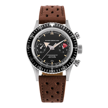 Nivada Grenchen Chronometer Broad Arrow 86056M – Herrenuhr Edelstahl 38 mm mit schwarzem Zifferblatt und Kautschukarmband
