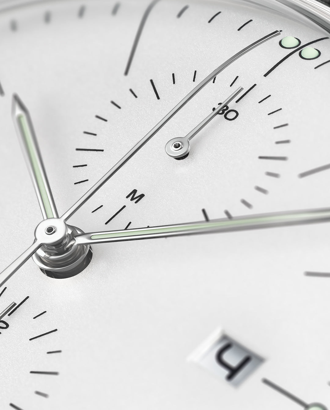 Junghans Max Bill Chronoscope 40mm 27/4600.02 - Zifferblatt im Detail