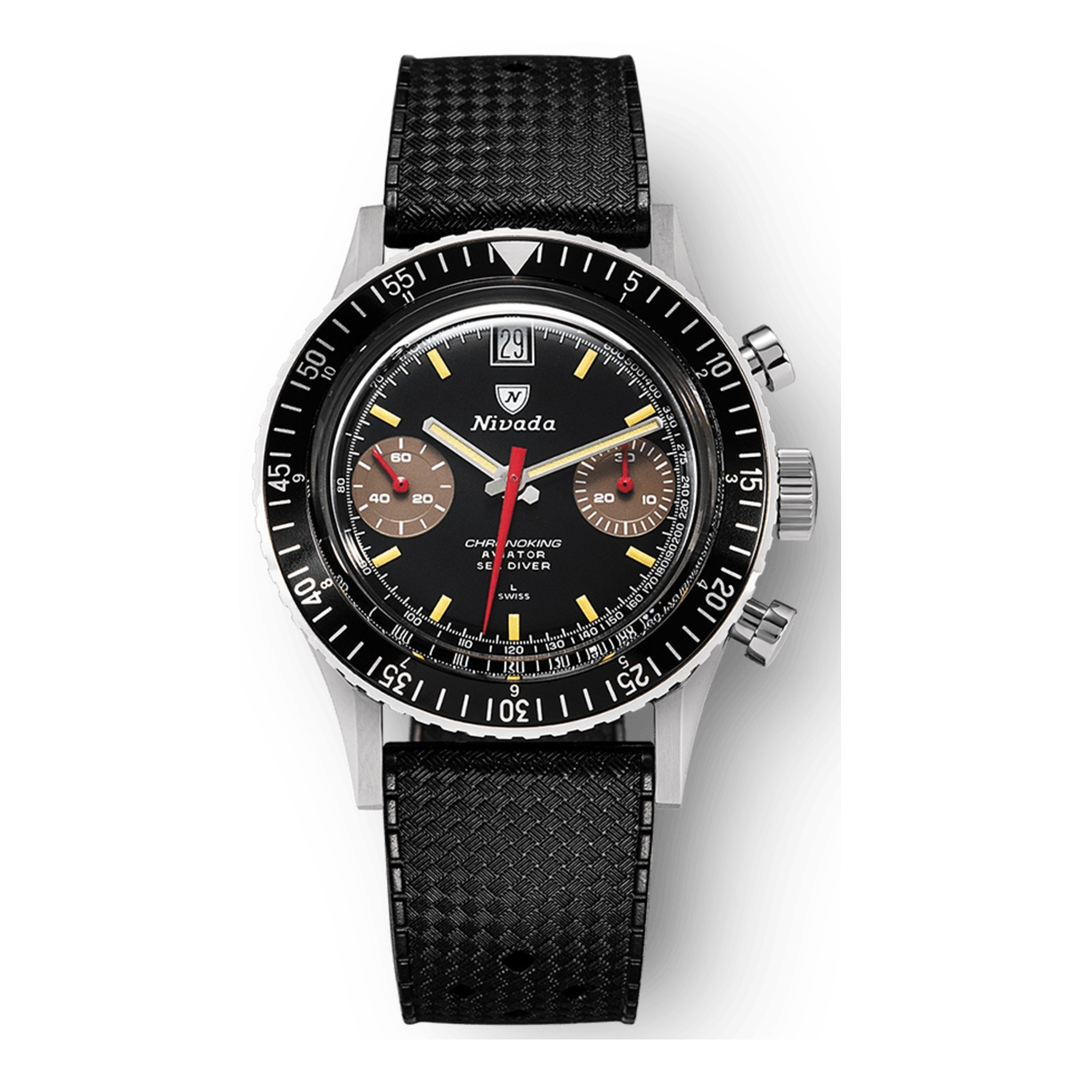 Nivada Grenchen Chronoking Manual 87033M – Herrenuhr 38 mm, Zifferblatt Schwarz