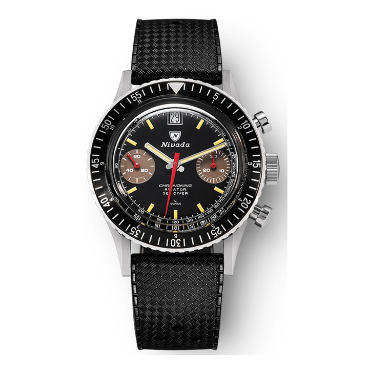 Nivada Grenchen Chronoking Manual 87033M – Herrenuhr 38 mm, Zifferblatt Schwarz