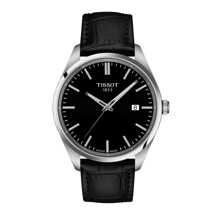 Tissot PR 100 40mm T150.410.16.051.00 - Zifferblatt Schwarz, Armband Leder
