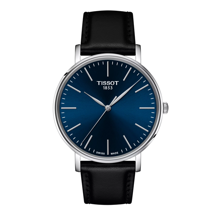 Tissot Everytime 40mm T143.410.16.041.00 - Zifferblatt Blau, Armband Leder