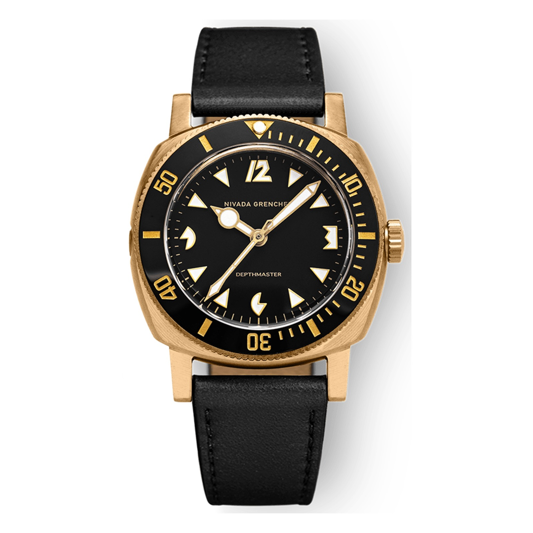 Nivada Grenchen Depthmaster Bronze 14123A – Herrenuhr 39 mm, Zifferblatt Schwarz