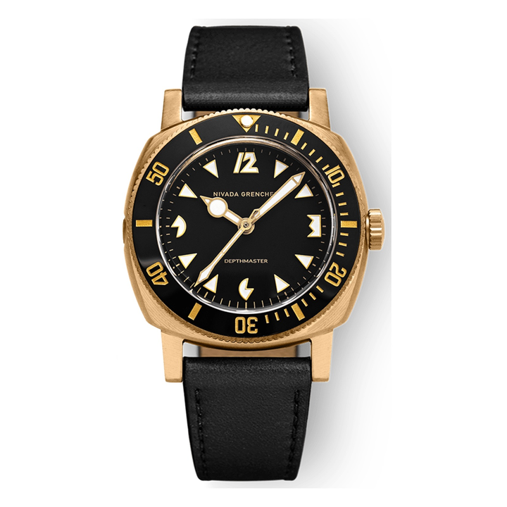 Nivada Grenchen Depthmaster Bronze 14123A – Herrenuhr 39 mm, Zifferblatt Schwarz