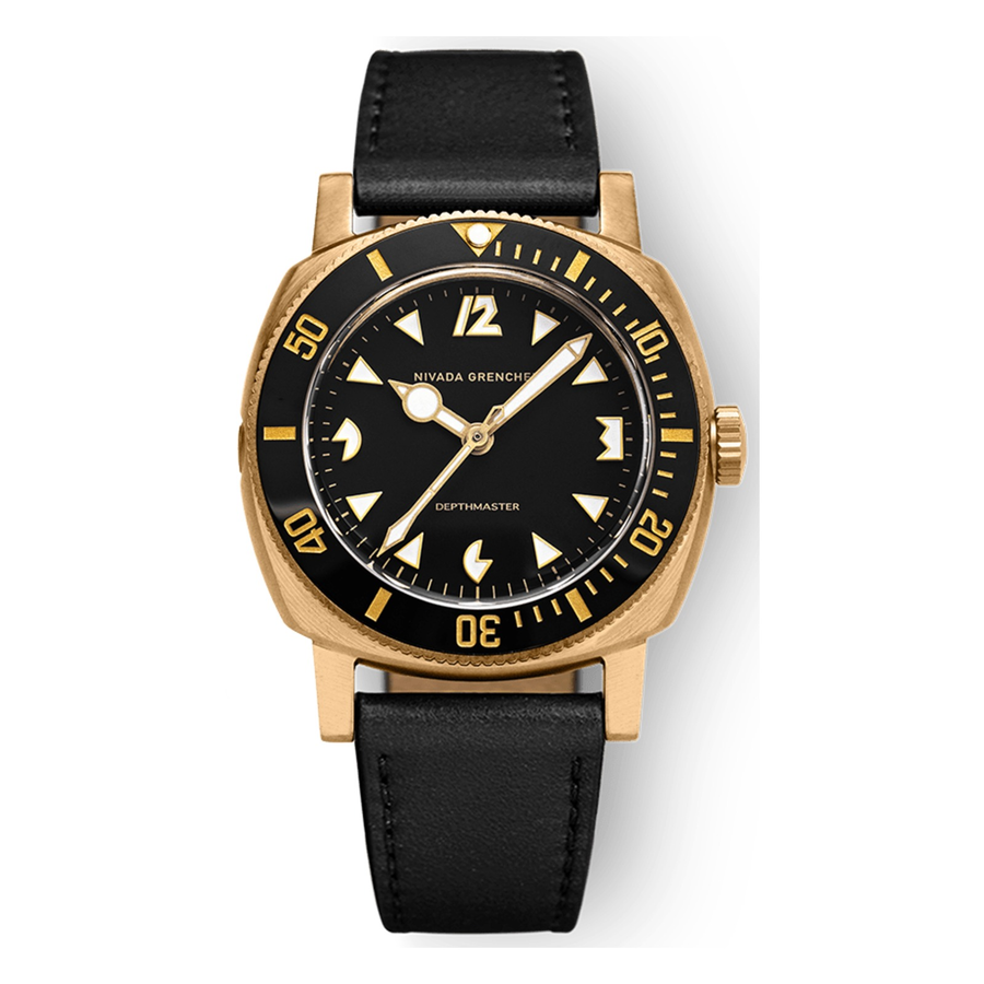 Nivada Grenchen Depthmaster Bronze 14123A – Herrenuhr 39 mm, Zifferblatt Schwarz