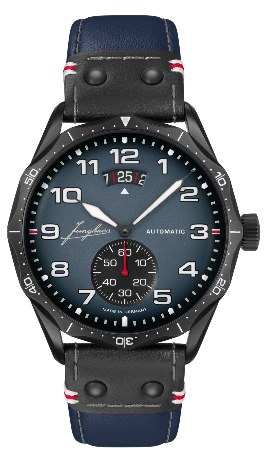 Junghans Pilot Automatic 43,3mm 27/4397.00 - Zifferblatt Blau, Armband Leder