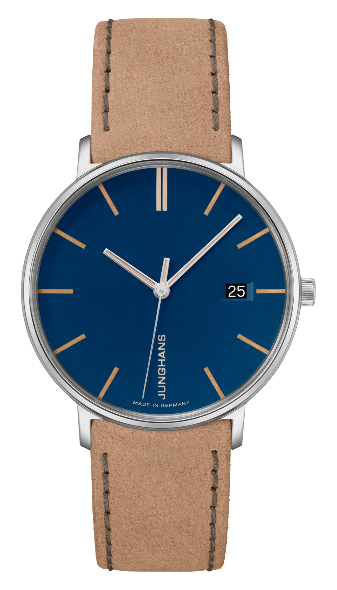 Junghans FORM Damen 34,1mm 47/4255.00 - Zifferblatt Blau, Armband Leder