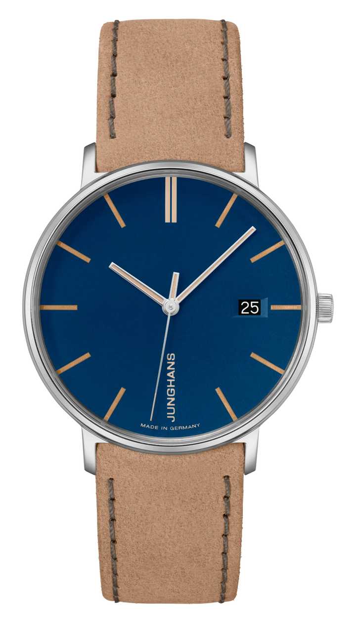 Junghans FORM Damen 34,1mm 47/4255.00 - Zifferblatt Blau, Armband Leder