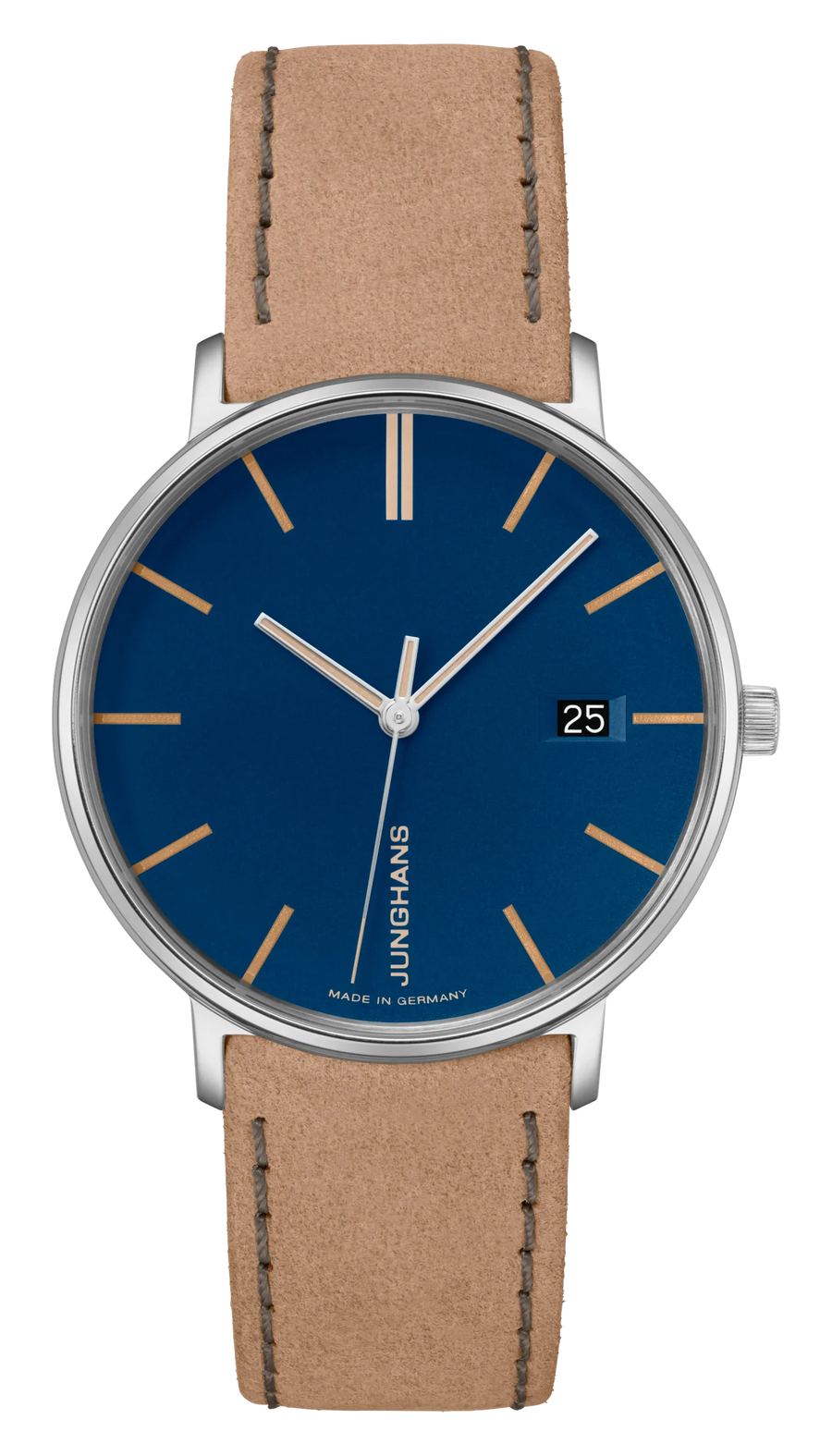 Junghans FORM Damen 34,1mm 47/4255.00 - Zifferblatt Blau, Armband Leder