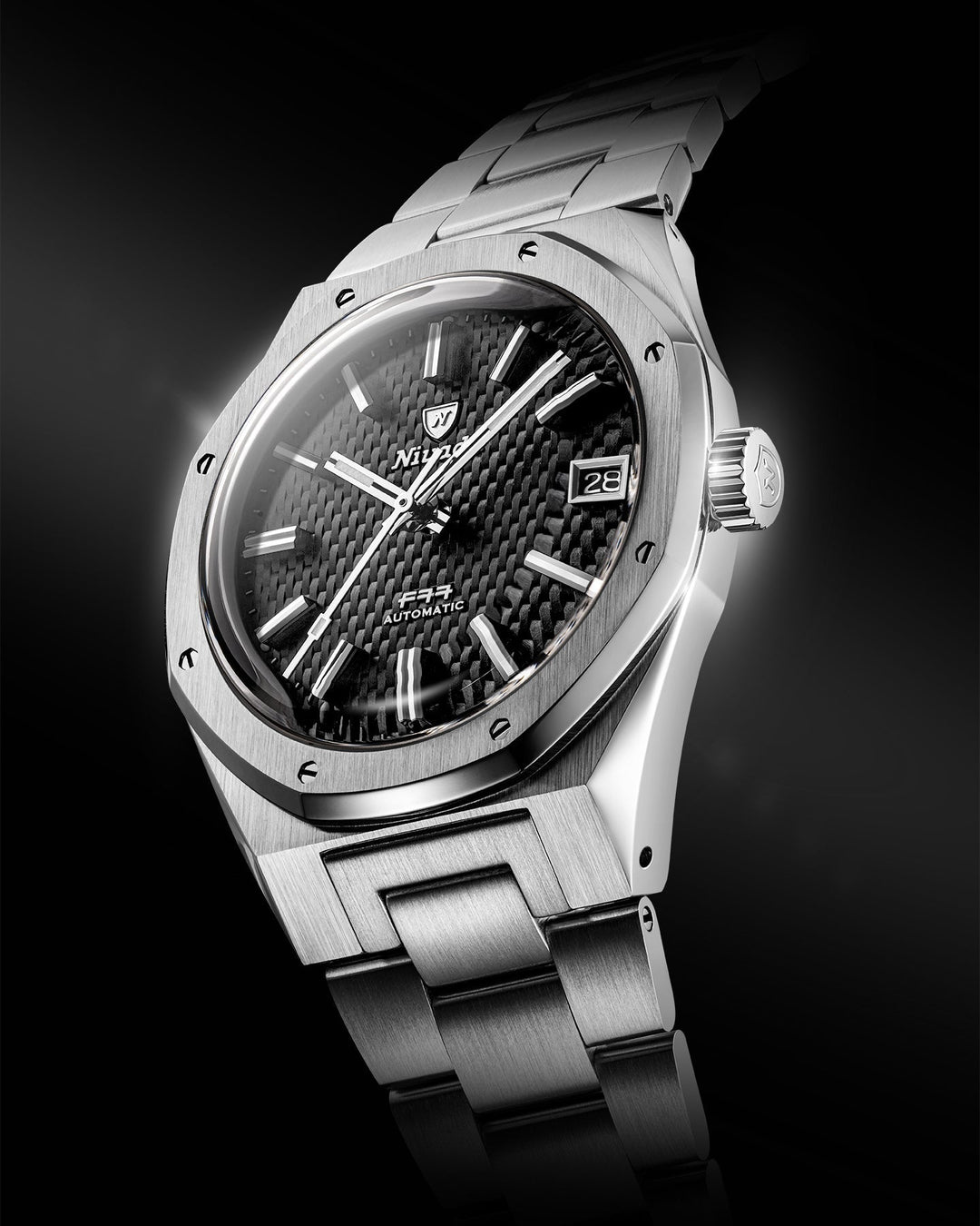 Nivada Grenchen F77 SST Black MK2 38mm White Lume 69011A – Ansicht 2