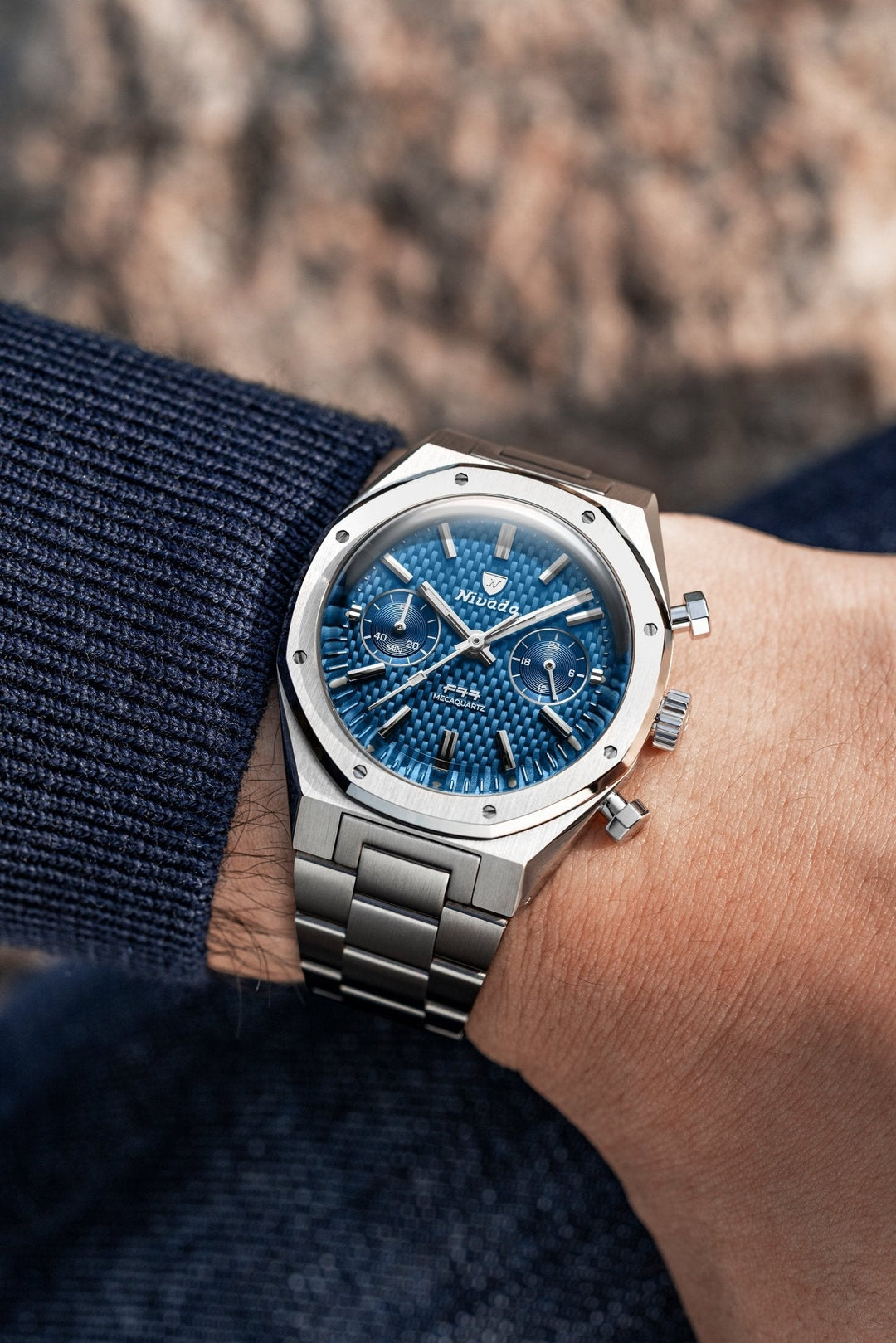 Nivada Grenchen F77 Chrono Mecaquartz Blue 38mm 68000Q – Ansicht 3