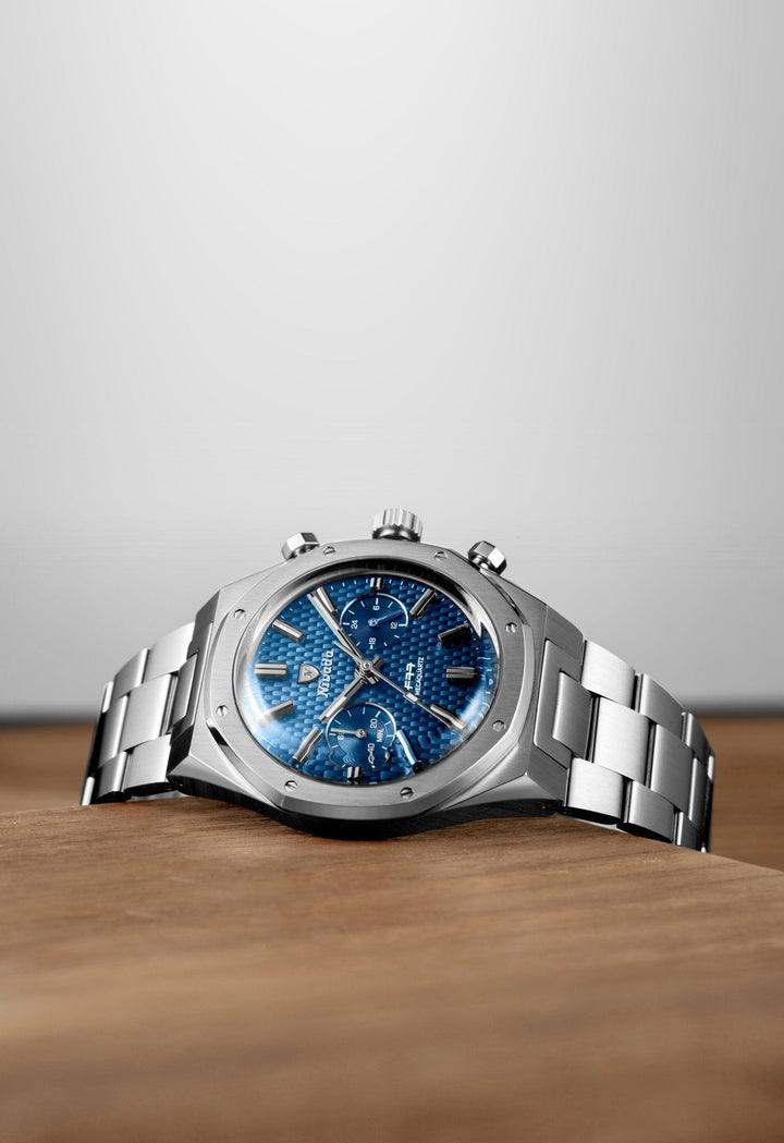 Nivada Grenchen F77 Chrono Mecaquartz Blue 38mm 68000Q – Ansicht 5