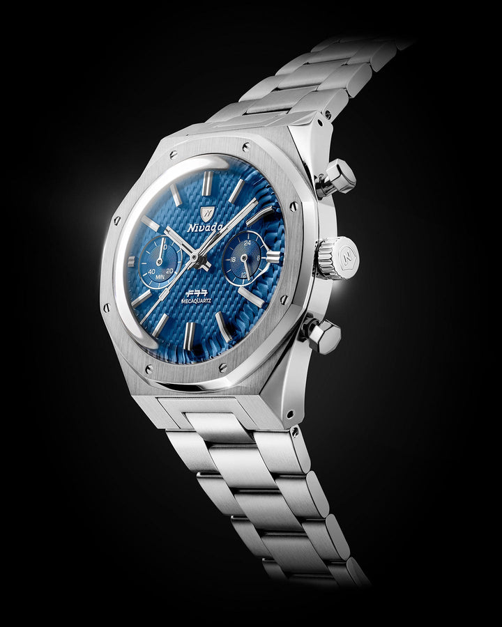 Nivada Grenchen F77 Chrono Mecaquartz Blue 38mm 68000Q – Ansicht 2