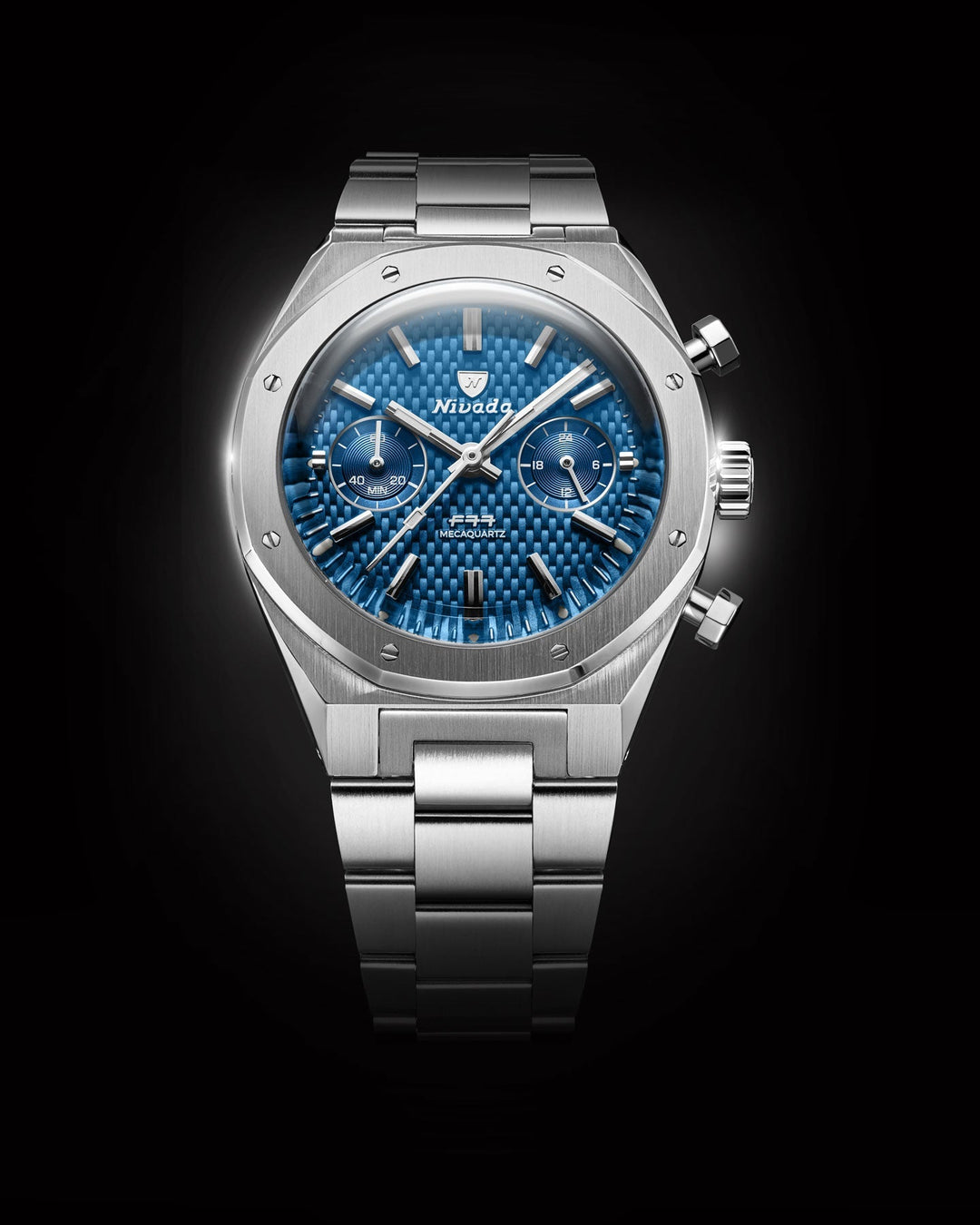Nivada Grenchen F77 Chrono Mecaquartz Blue 38mm 68000Q – Ansicht 4