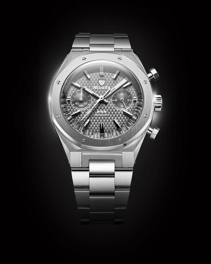 Nivada Grenchen F77 Chrono Mecaquartz Grey 38mm 68001Q – Ansicht 4
