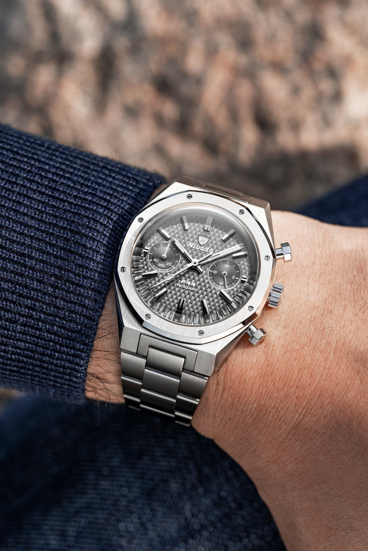 Nivada Grenchen F77 Chrono Mecaquartz Grey 38mm 68001Q – Ansicht 3