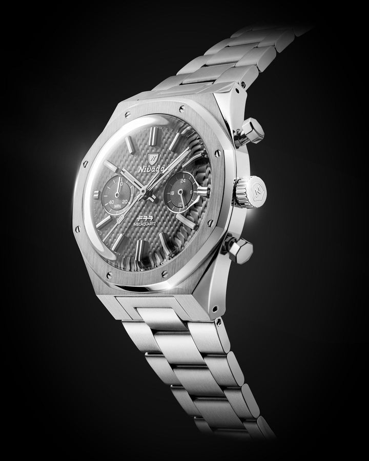 Nivada Grenchen F77 Chrono Mecaquartz Grey 38mm 68001Q – Ansicht 2
