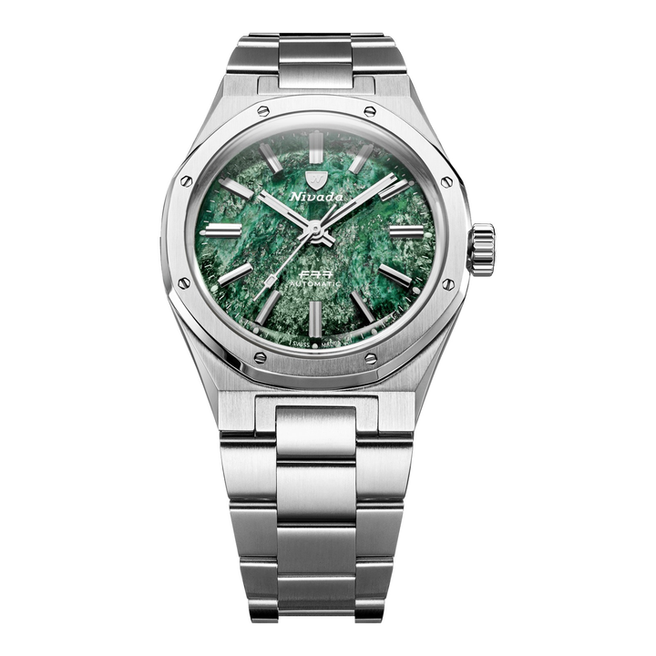 Nivada Grenchen F77 SST Green Aventurine MK1 37mm 68037A – Herrenuhr 37 mm, Zifferblatt Grün