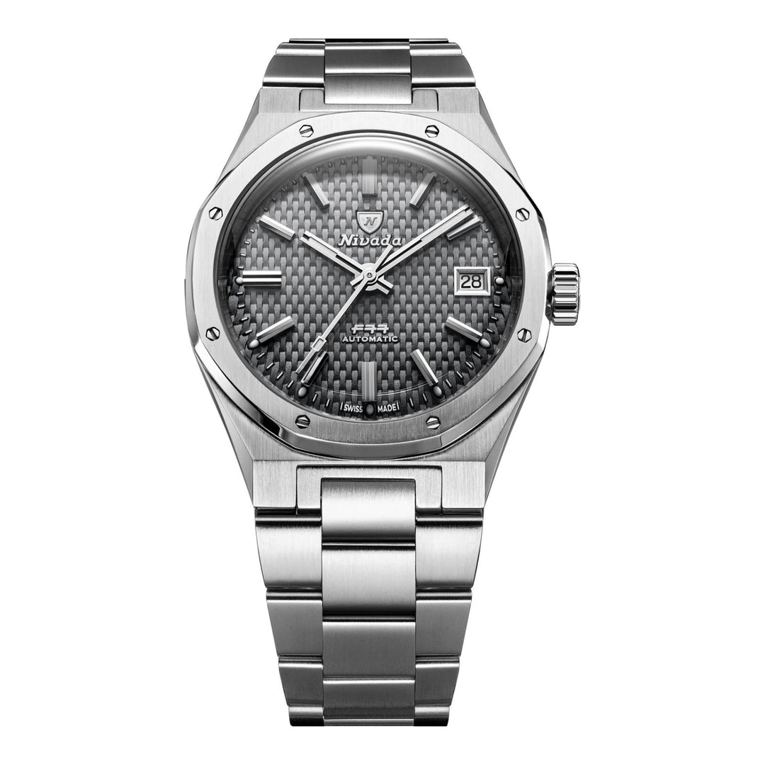 Nivada Grenchen F77 SST Grey MK2 38mm 69012A – Herrenuhr 38 mm, Zifferblatt Grau