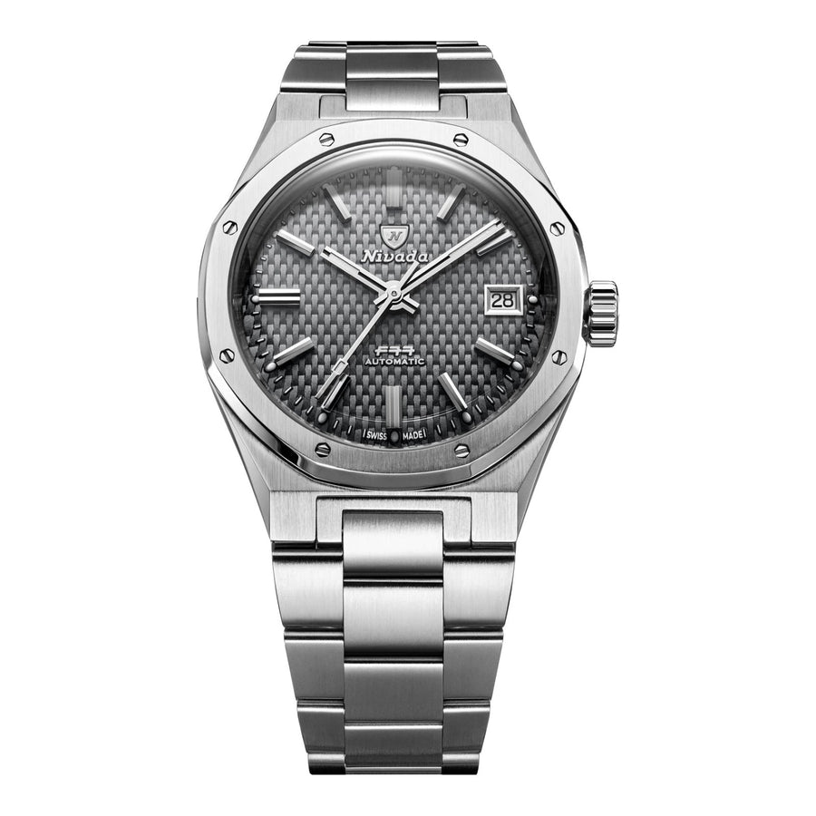 Nivada Grenchen F77 SST Grey MK2 38mm 69012A – Herrenuhr 38 mm, Zifferblatt Grau