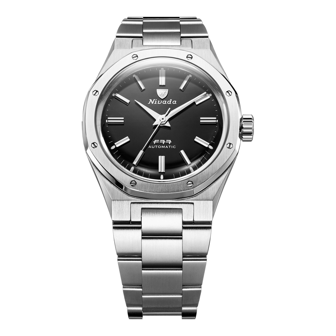 Nivada Grenchen F77 SST Onyx MK2 38mm 68035A – Herrenuhr 38 mm, Zifferblatt Schwarz