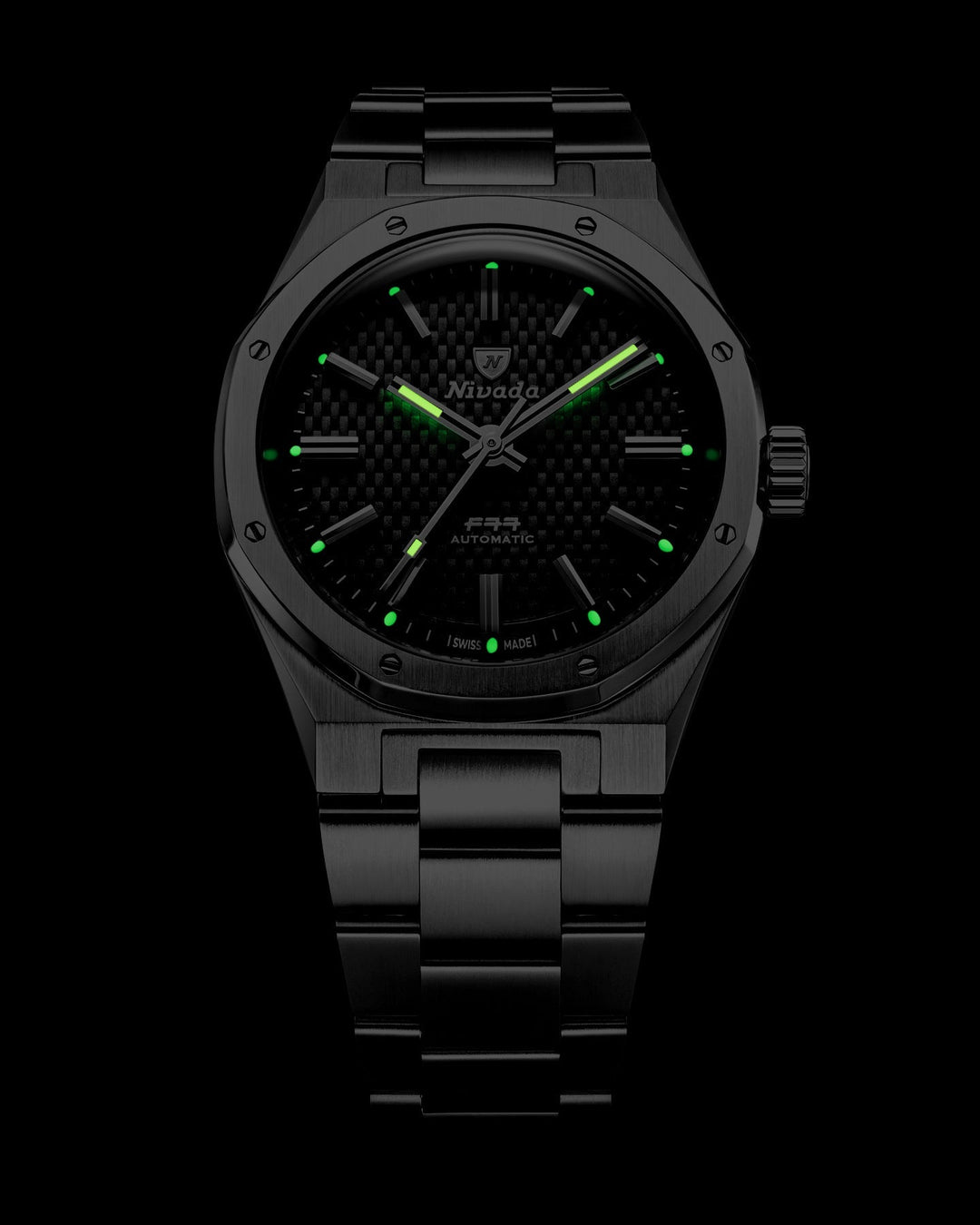 Nivada Grenchen F77 SST Black MK2 38mm Beige Lume 69010A – Ansicht 4