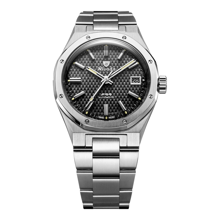 Nivada Grenchen F77 SST Black MK1 37mm 69000A – Herrenuhr 37 mm, Zifferblatt Schwarz