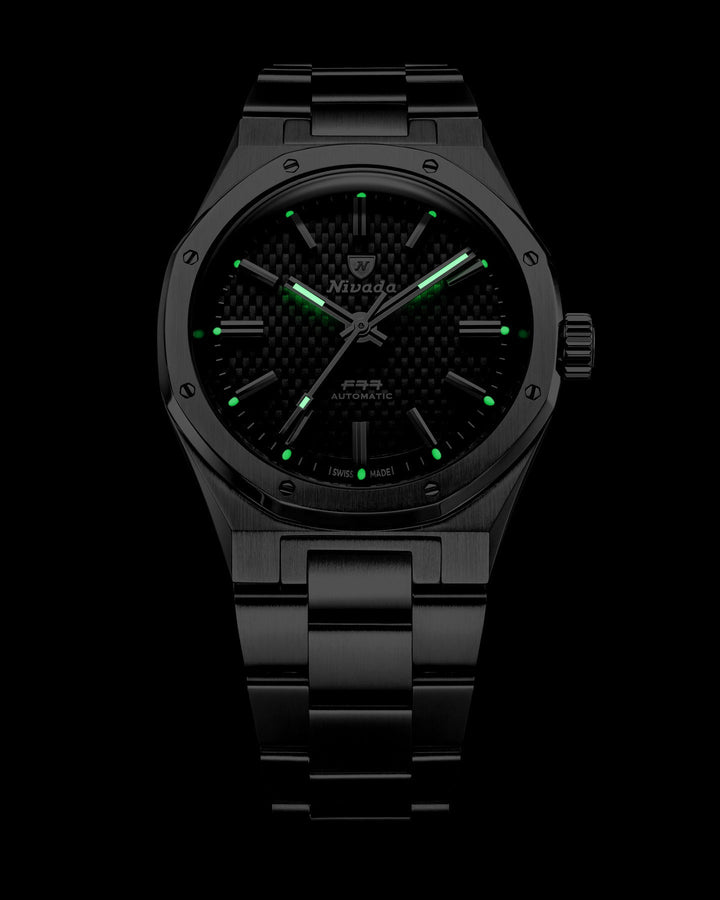 Nivada Grenchen F77 SST Black MK2 38mm White Lume 69011A – Ansicht 4
