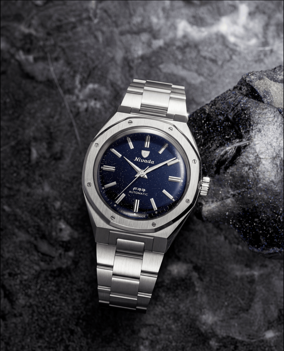 Nivada Grenchen F77 SST Dark Blue Aventurine MK2 38mm 68047A – Ansicht 4