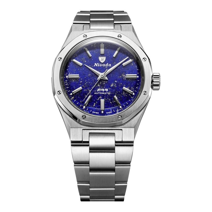 Nivada Grenchen F77 SST Lapis Lazuli MK2 38mm 68048A – Herrenuhr 38 mm, Zifferblatt Blau
