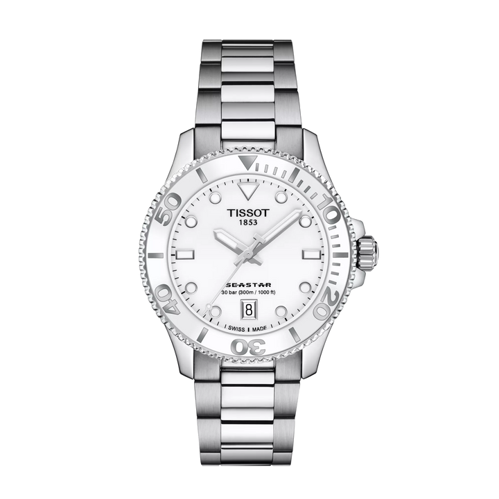 Tissot Seastar 1000 36mm T120.210.11.011.00 - Zifferblatt Weiß, Armband Stahl