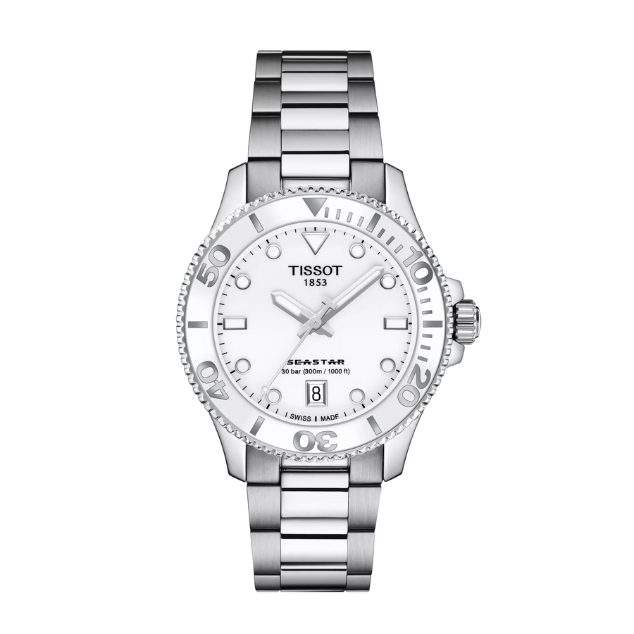 Tissot Seastar 1000 36mm T120.210.11.011.00 - Zifferblatt Weiß, Armband Stahl
