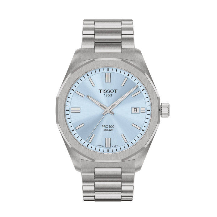 Tissot PRC 100 Solar 39mm T151.422.11.351.00 - Zifferblatt Eisblau, Armband Stahl