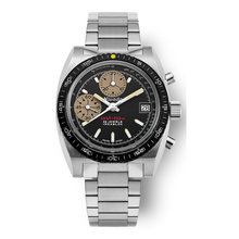Nivada Grenchen Chronosport Yellow 77001A – Herrenuhr Edelstahl 38 mm mit schwarzem Zifferblatt und Edelstahlarmband