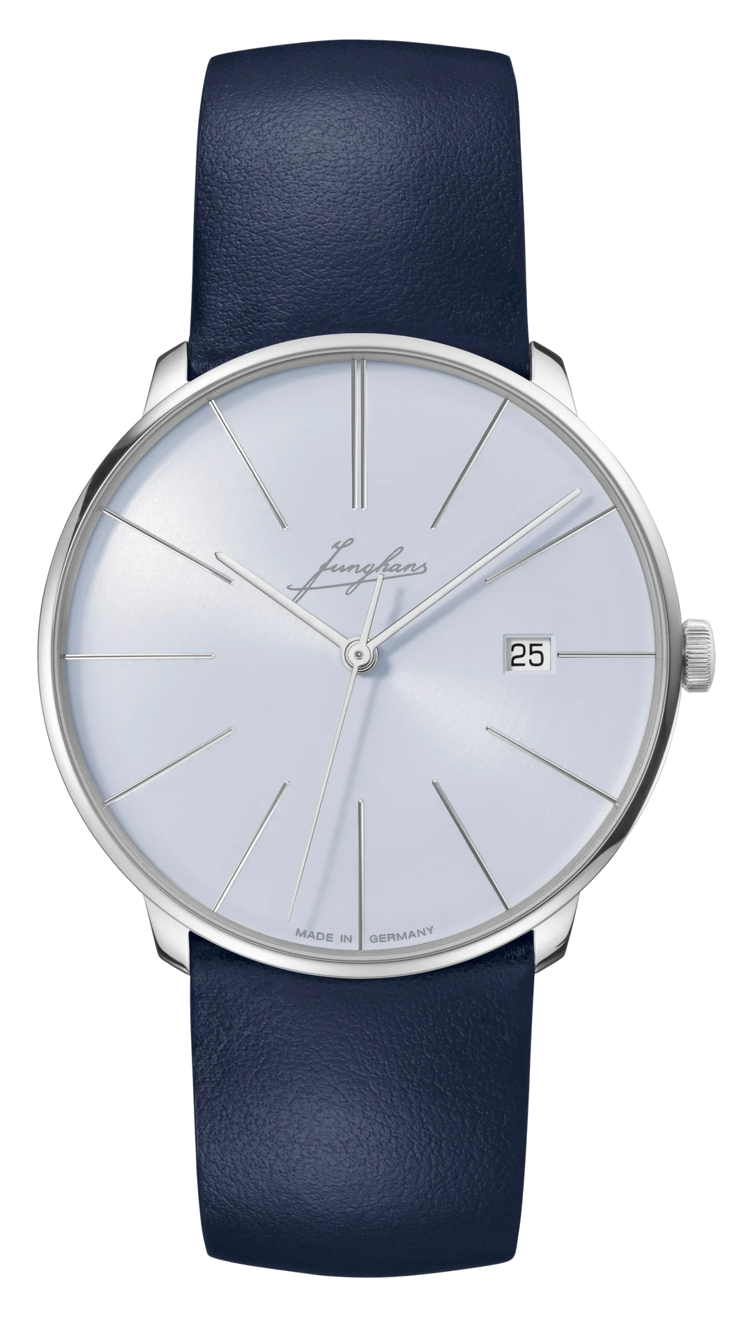 Junghans Meister fein Automatic Signatur 39,5mm 27/4359.00 - Zifferblatt Blau, Armband Leder