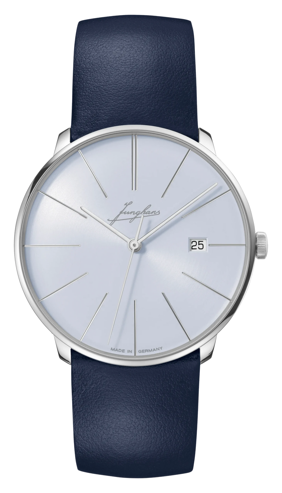 Junghans Meister fein Automatic Signatur 39,5mm 27/4359.00 - Zifferblatt Blau, Armband Leder